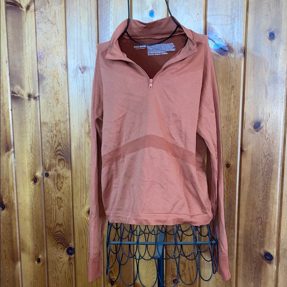 PINK Victoria's secret active wear size XL cropped quarter zip top burnt orange